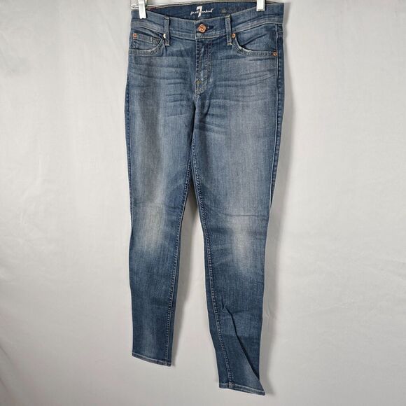 7 For All Mankind Jeans Women's 27 Blue Medium Wash The Skinny - Picture 14 of 16
